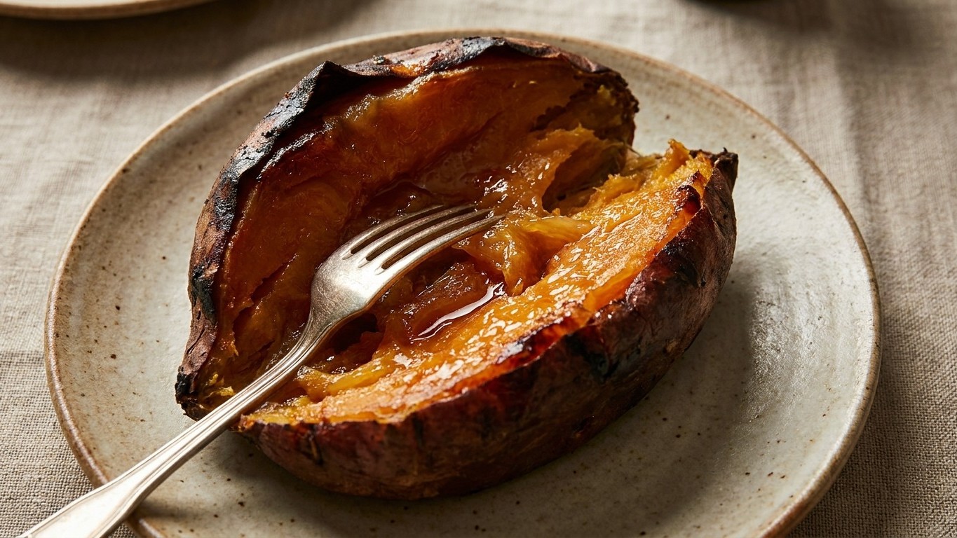 J’ai enfourné mes patates douces entières à toute petite température juste pour tester : mes invités ont cru que j’avais a...