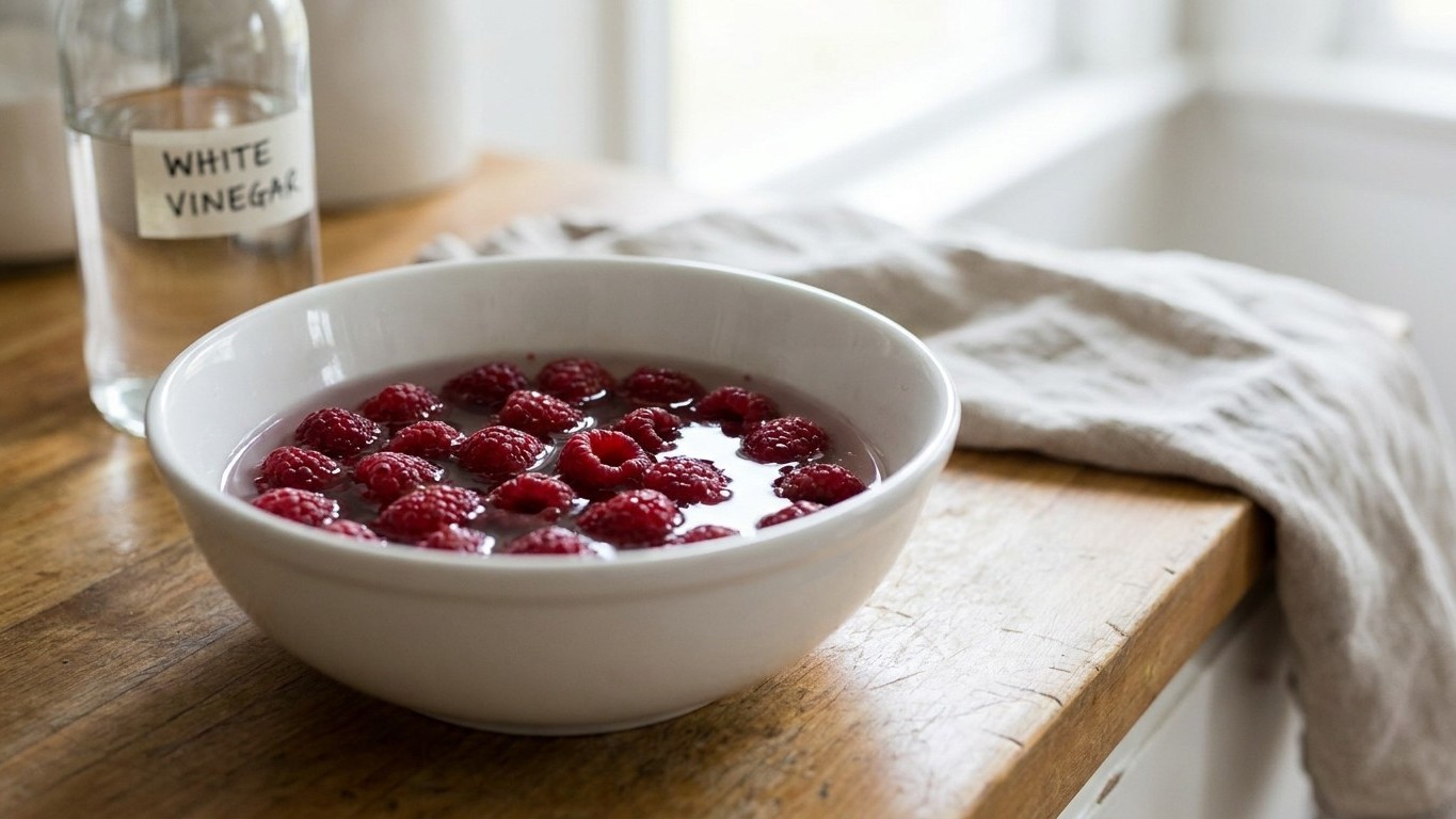 Je rinçais mes framboises à grande eau depuis des étés : le jour où j'ai ajouté ça dans la bassine, elles ont tenu jusqu'a...