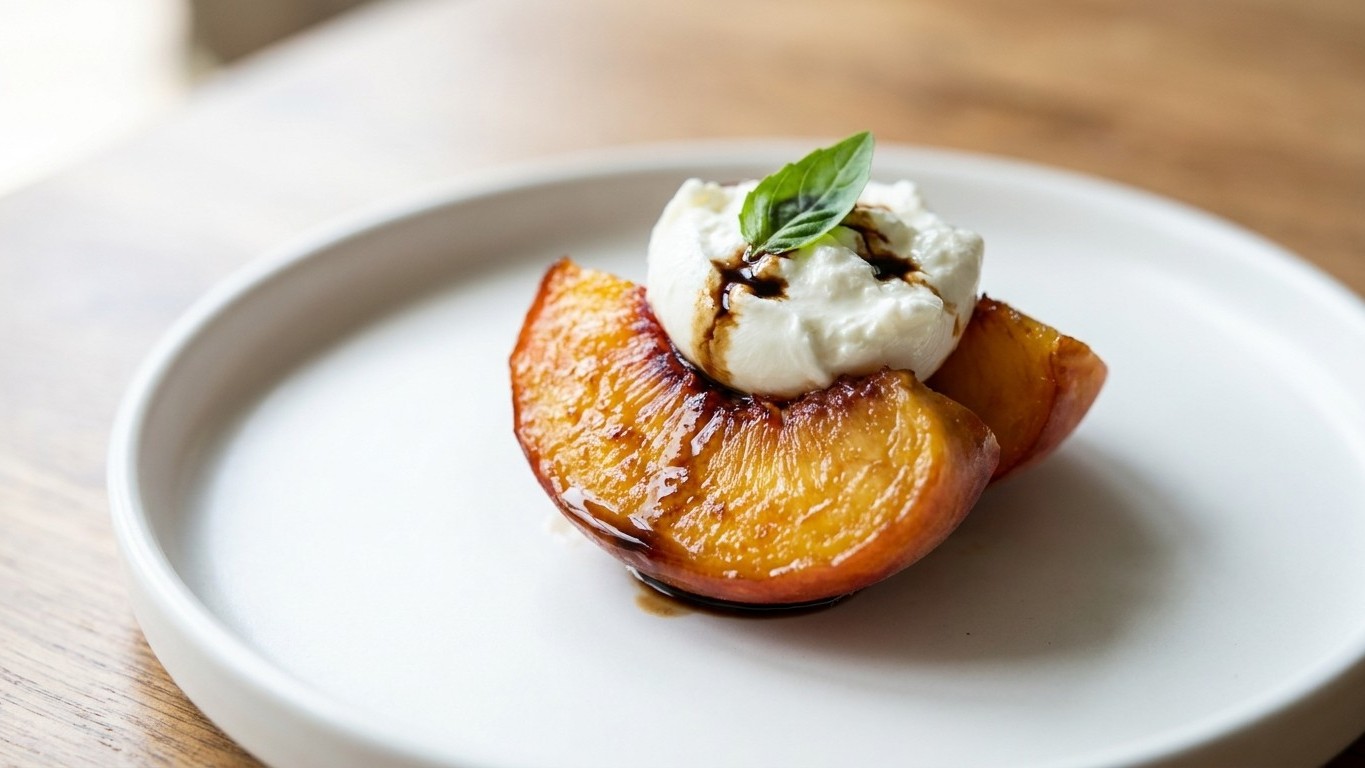 « On n’a même pas sorti le dessert » : ces pêches tièdes servies avec une burrata froide ont clos l’apéro à ma place